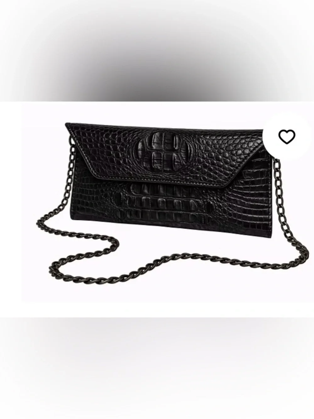 Annie Handbag Black Croc-Embossed Leather Clutch - Women Bags